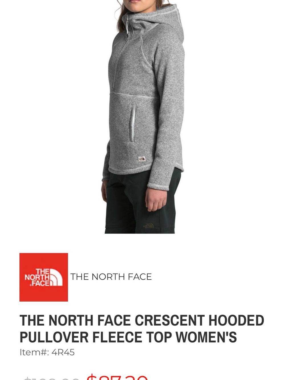 The North Face Crescent Hooded Pullover Fleece - Gray (L)